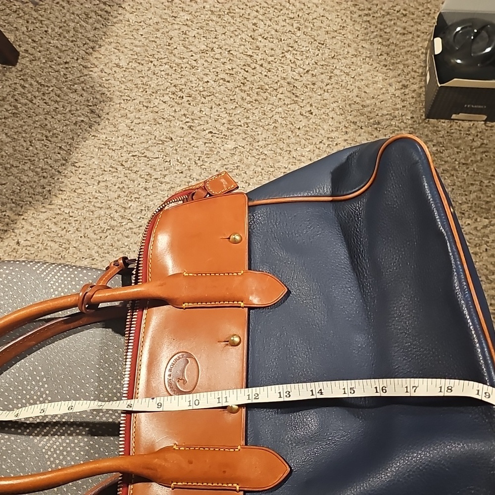 Dooney & Bourke Navy with Tan Leather Trim Tote Satchel - Picture 11 of 12
